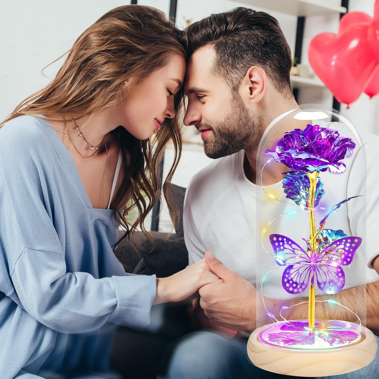 Valentines Day Gifts for Her,Valentines Day Flowers Gifts for Mom Women Girlfriend,Birthday Gifts for Women,Valentines Gifts for Wife,Purple Butterfly Rose Gifts for Valentine'S Day Anniversary