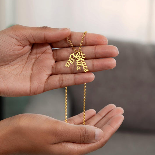 Personalized Family Name Necklace | Custom Hanging Name Pendants (1-4 Names) | Meaningful Gift for Mom, Grandma & More
